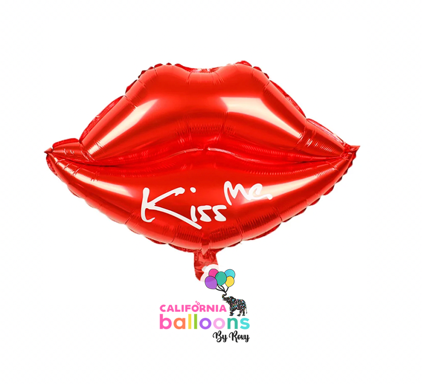 17" Lip Shape "Kiss Me" Mylar Foil Balloon - RED (AIR-FILL ONLY)