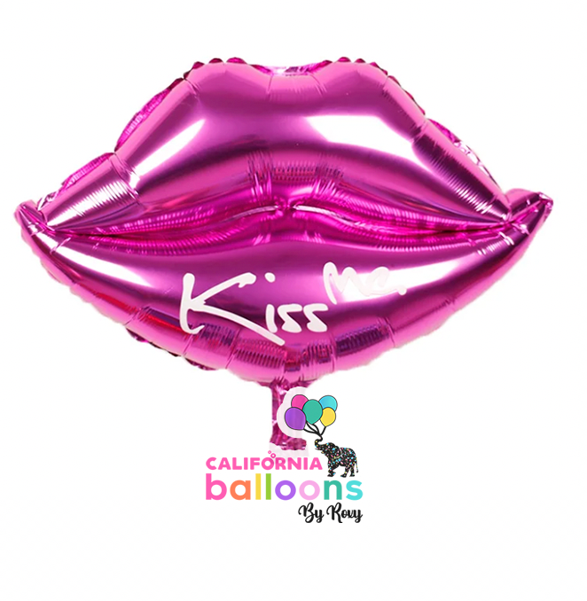 17" Lip Shape "Kiss Me" Mylar Foil Balloon - Hot Pink (AIR-FILL ONLY)