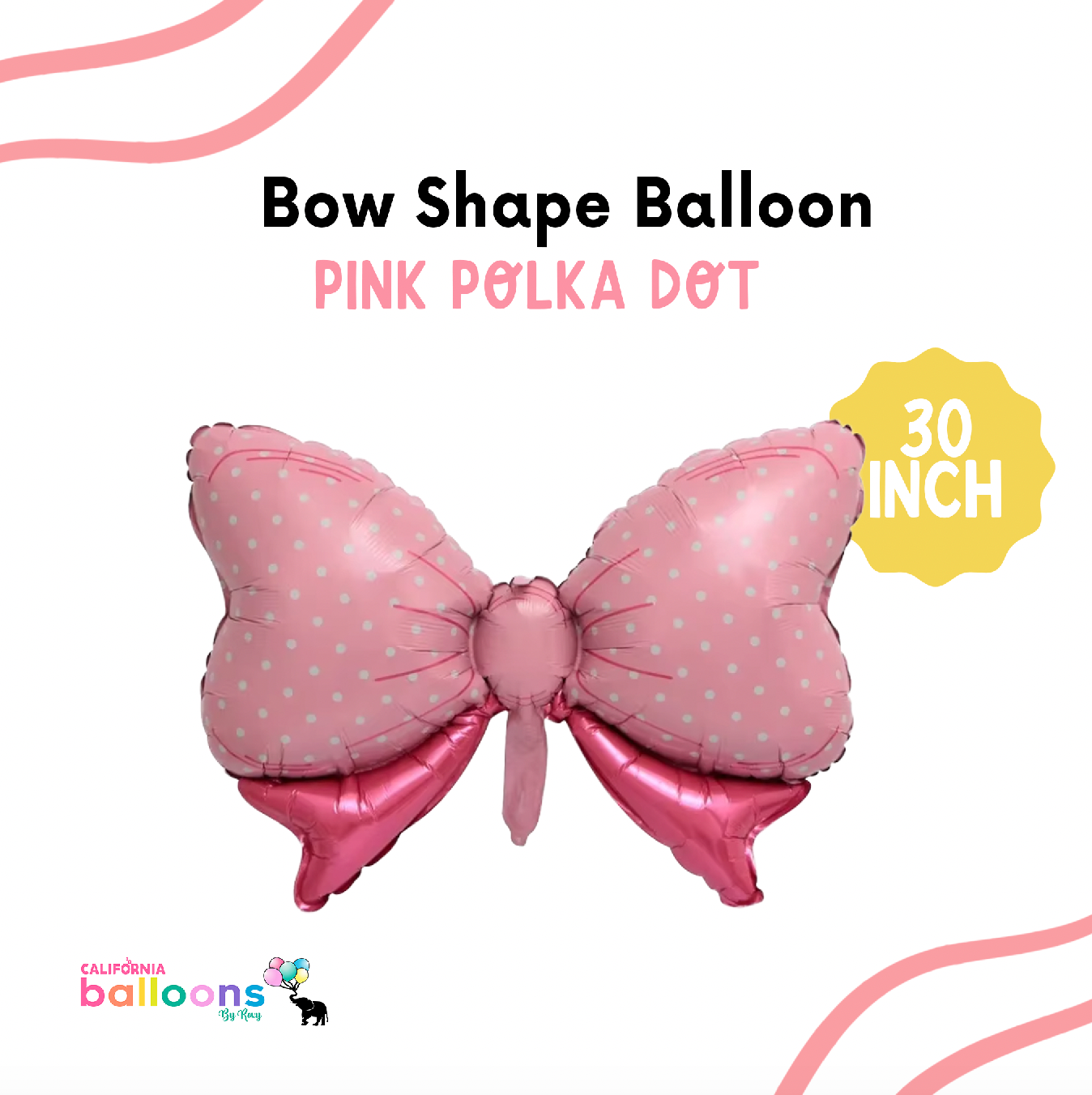 Bow Balloons - Pink Decorative Latex Balloons For Parties & Events