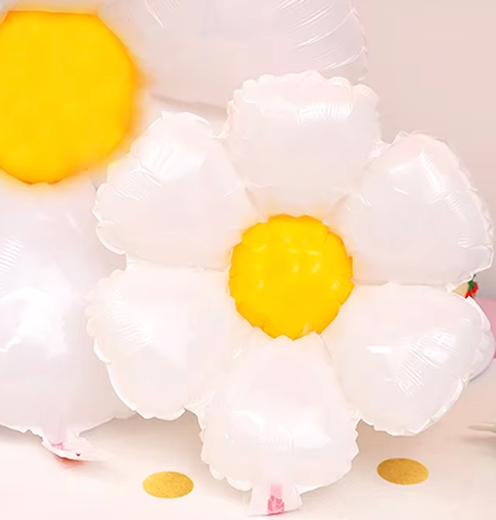 12" Mini White & Yellow Mylar Flower Balloon - 1 PC (AIR-FILL ONLY)