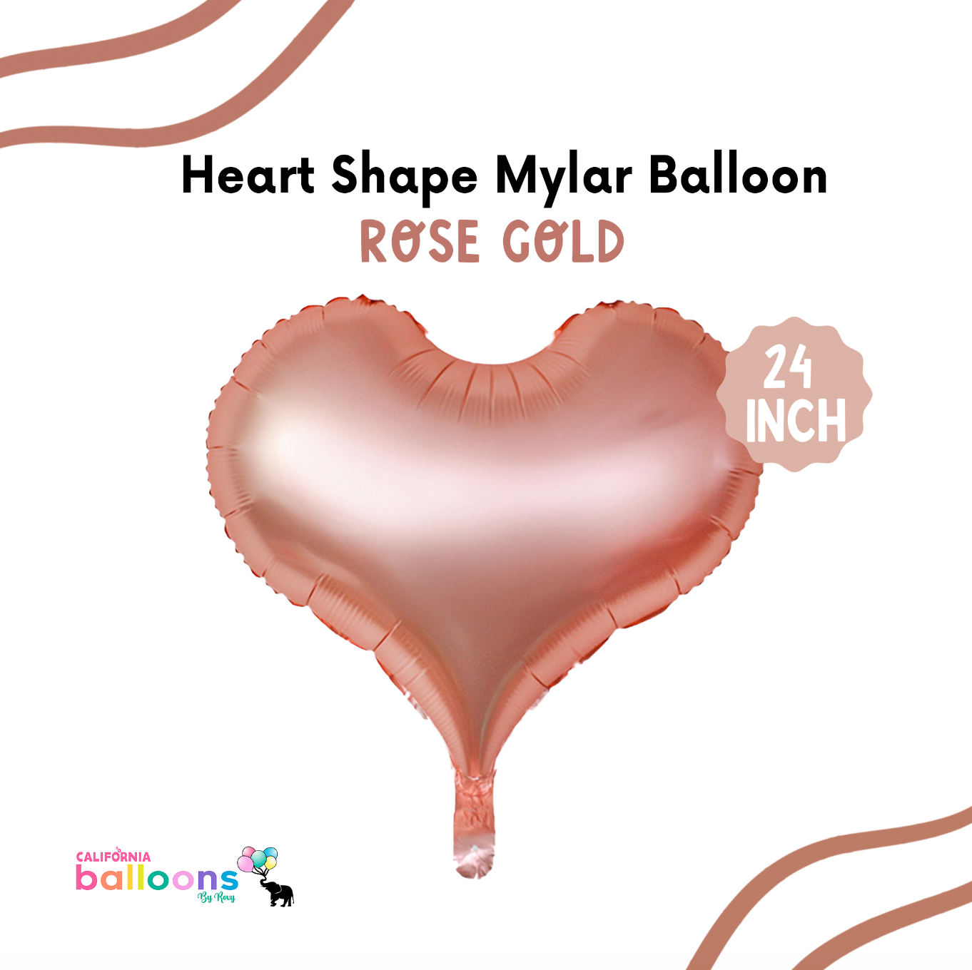 24" Mylar Large Heart Shape Balloon - ROSE GOLD