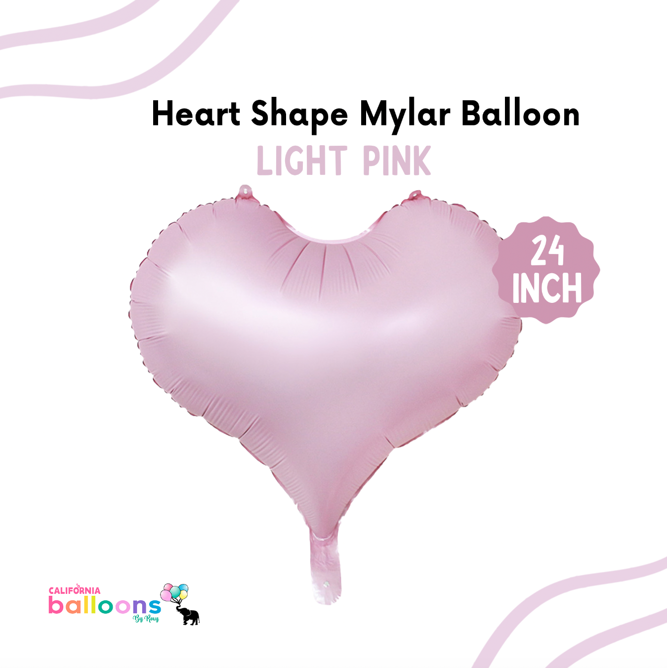 24" Mylar Large Heart Shape Balloon - LIGHT PINK