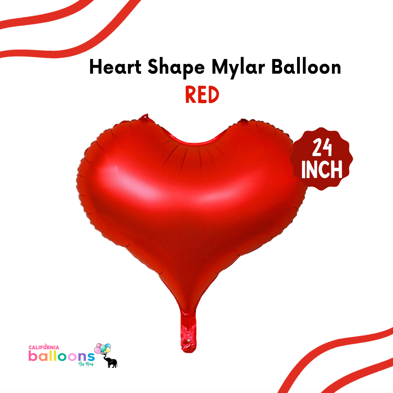 24" Mylar Large Heart Shape Balloon - RED