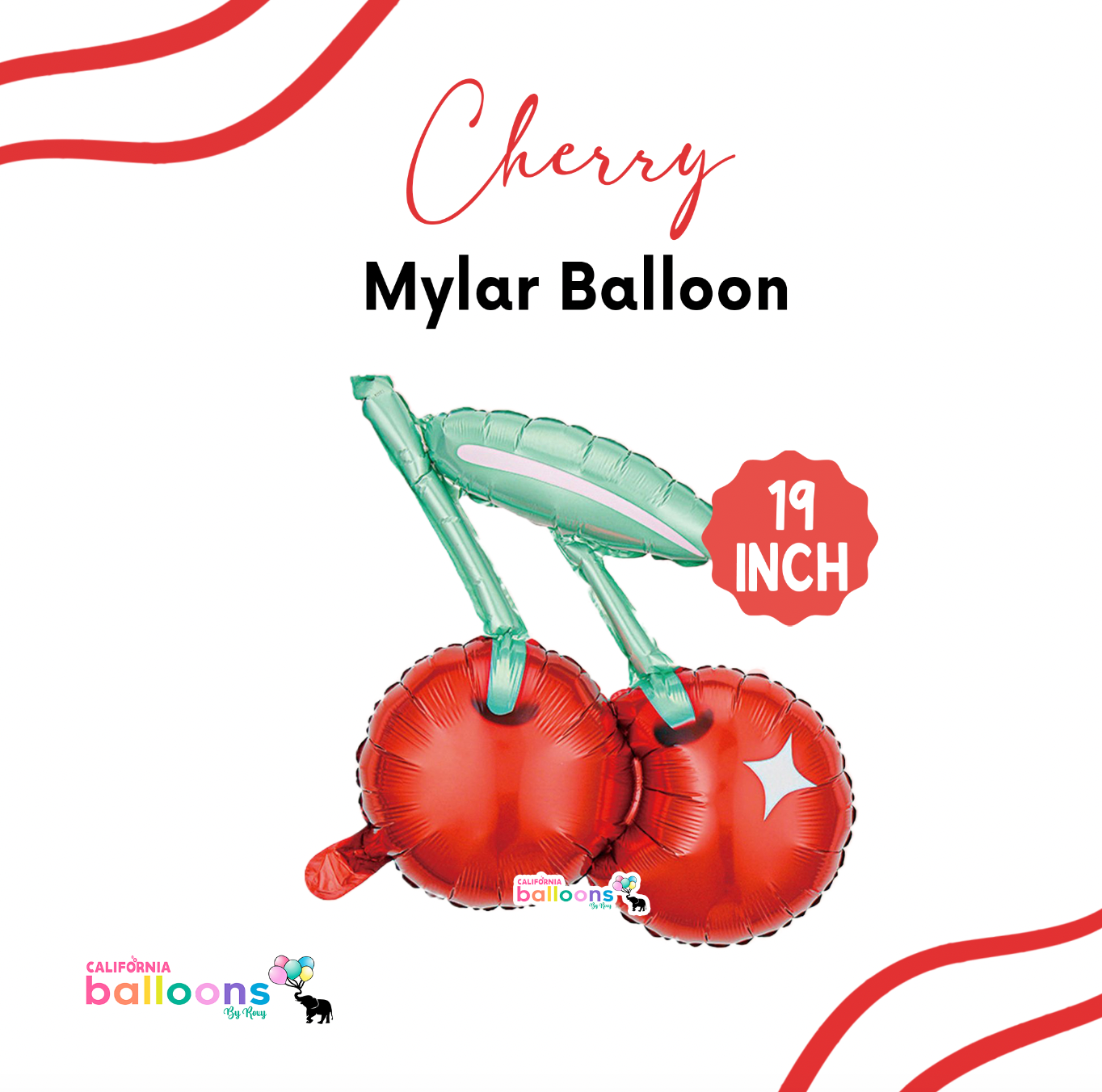 19" Cherry Mylar Balloon (AIR-FILL ONLY)