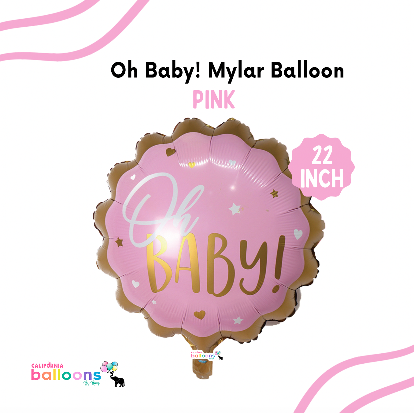 22" Oh Baby Pink Mylar Balloon
