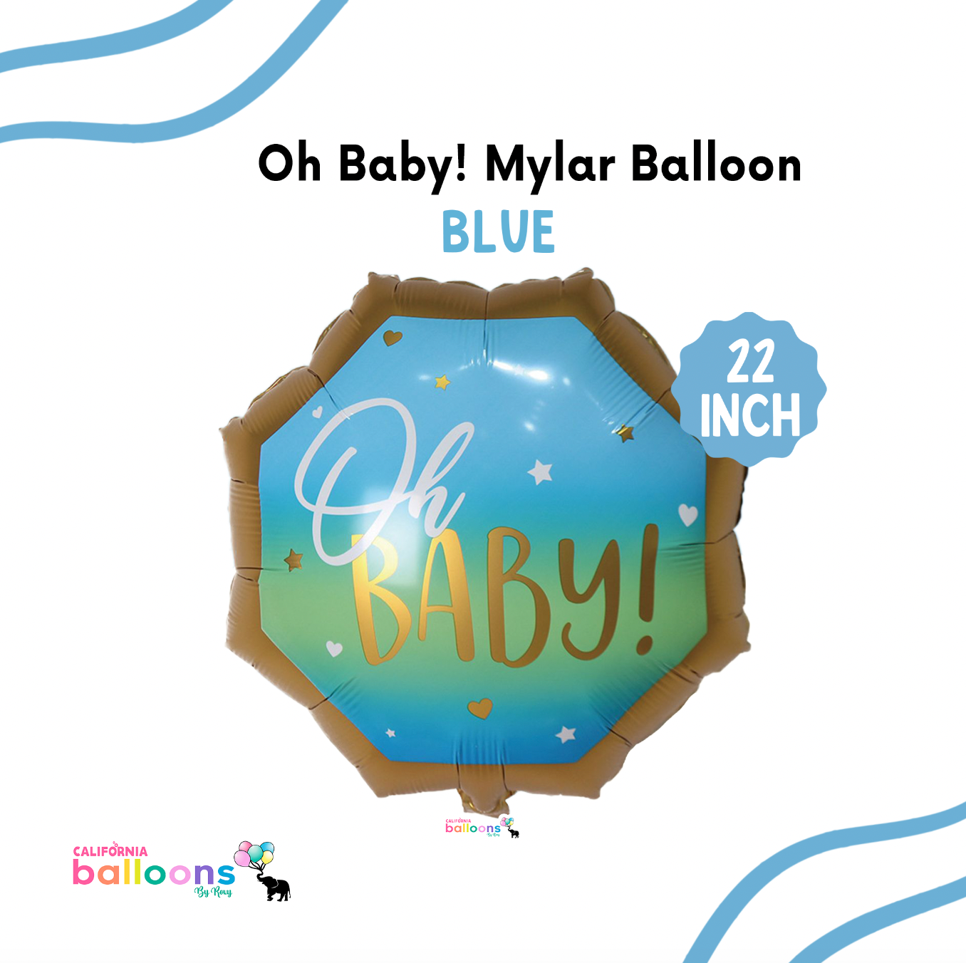 22" Oh Baby Blue Mylar Balloon