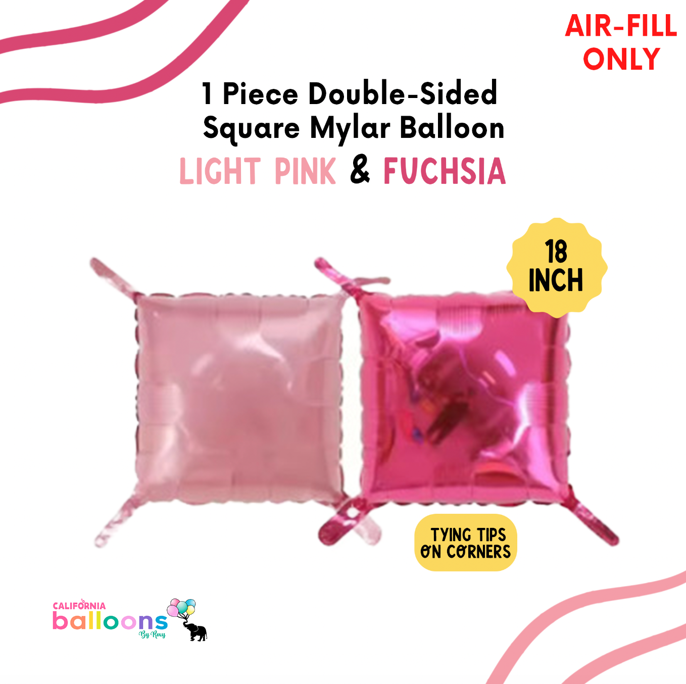 18" Double-Sided Fuchsia & Pink Square Mylar