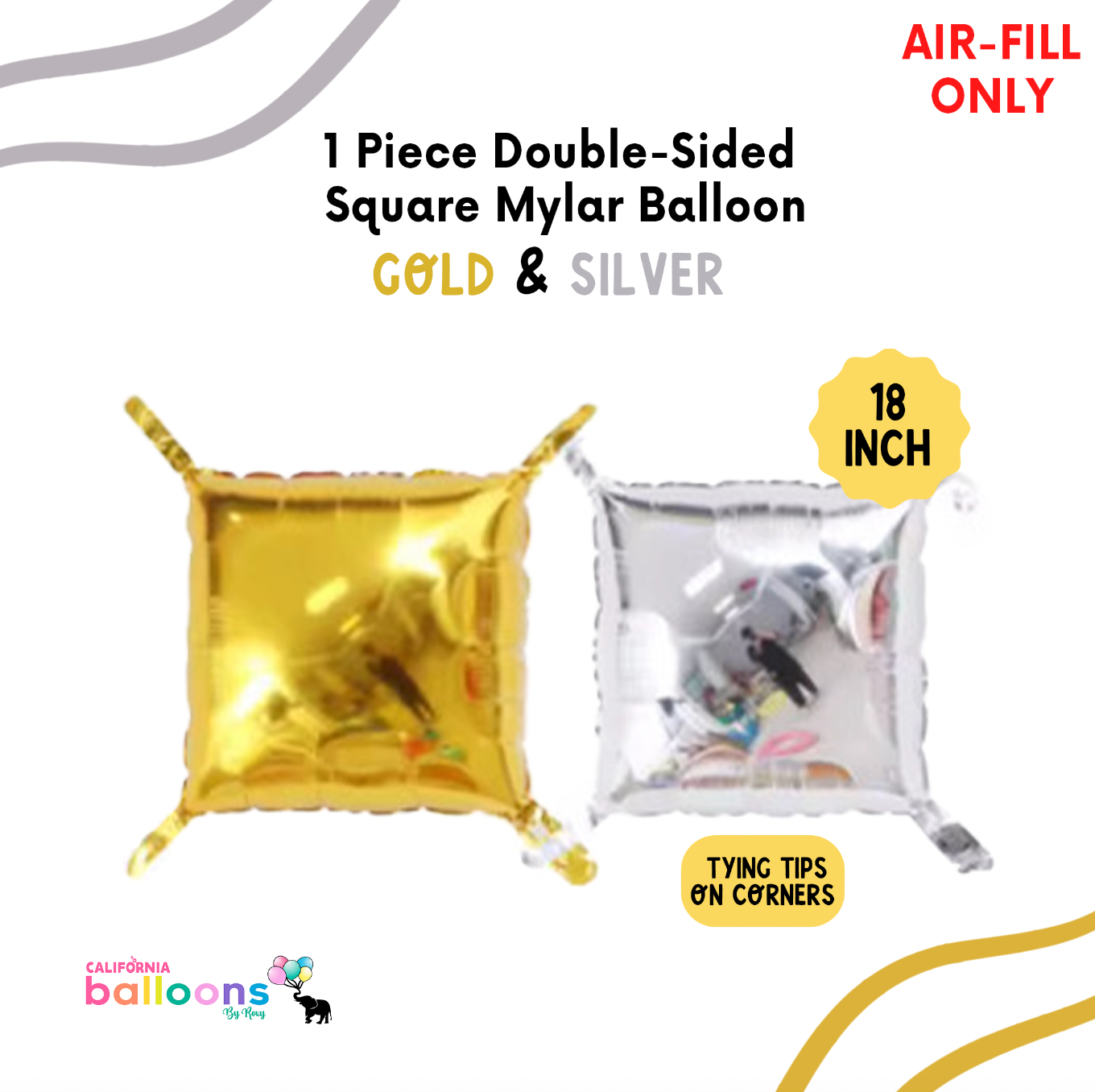 18" Double-Sided Silver & Gold Square Mylar