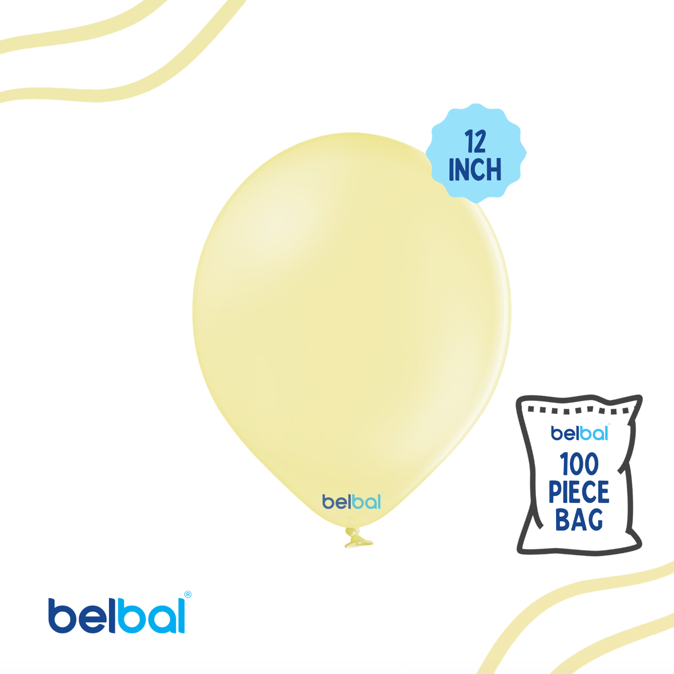 12" Lemon Pastel Color Belbal- 100 PC
