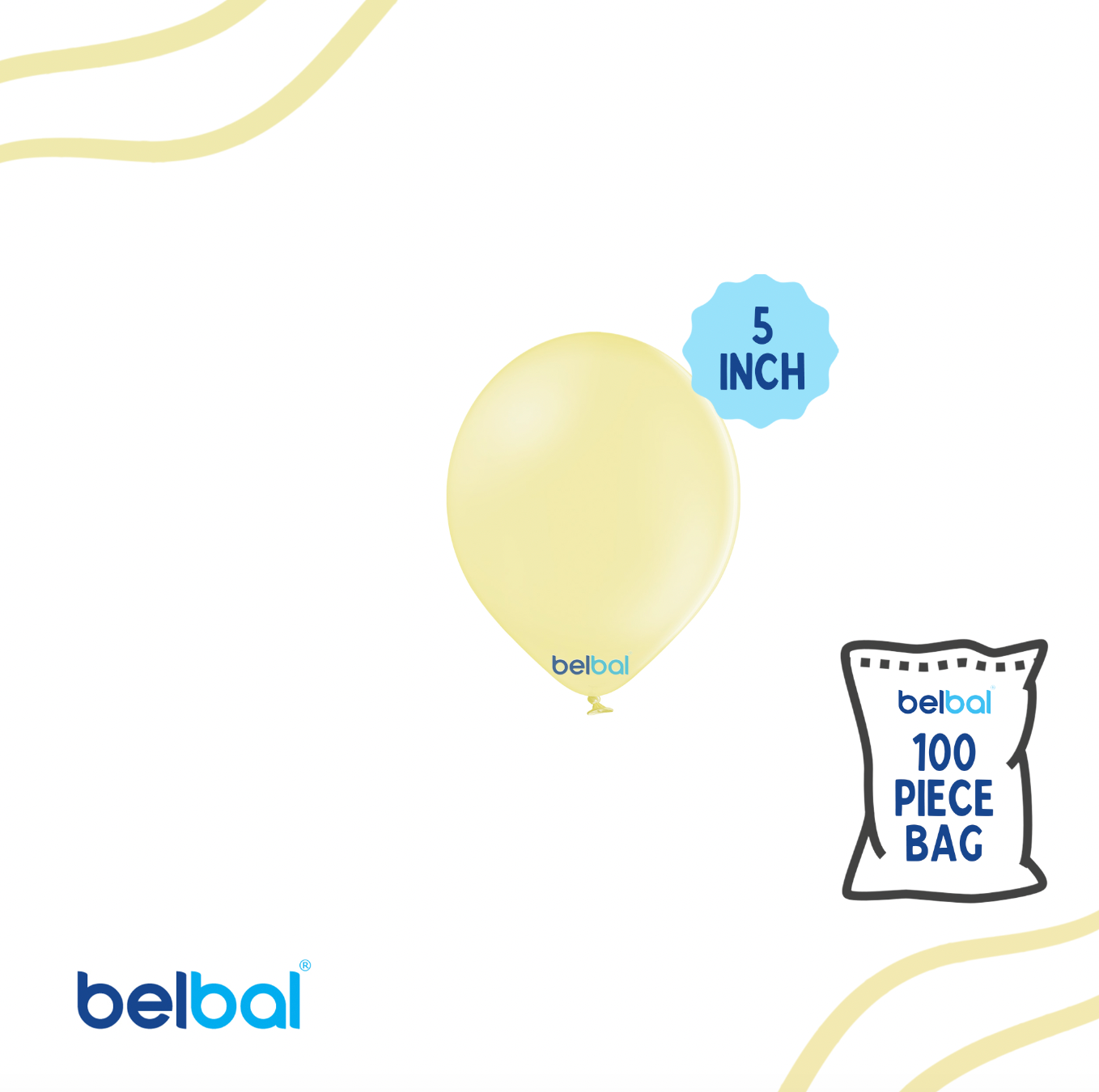 5" Lemon Pastel Color Belbal- 100 PC