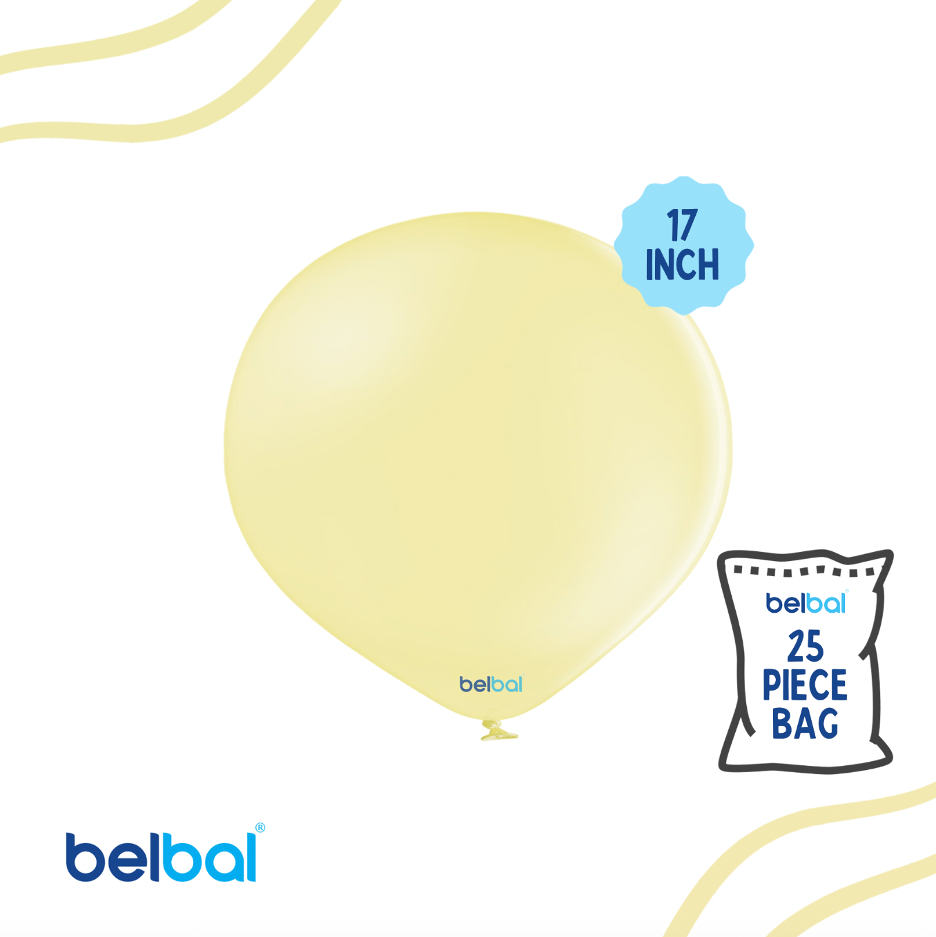 17" Lemon Pastel Color Belbal- 25 PC