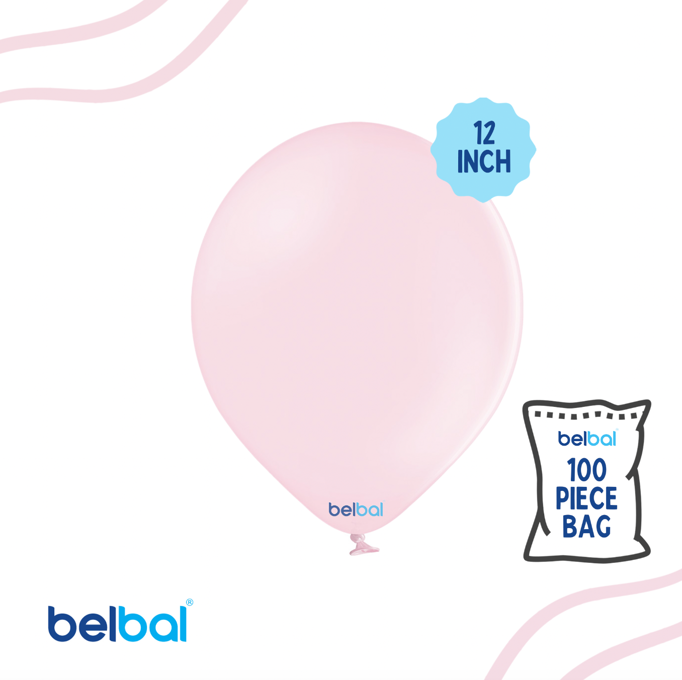 12" Soft Pink Pastel Color Belbal- 100 PC