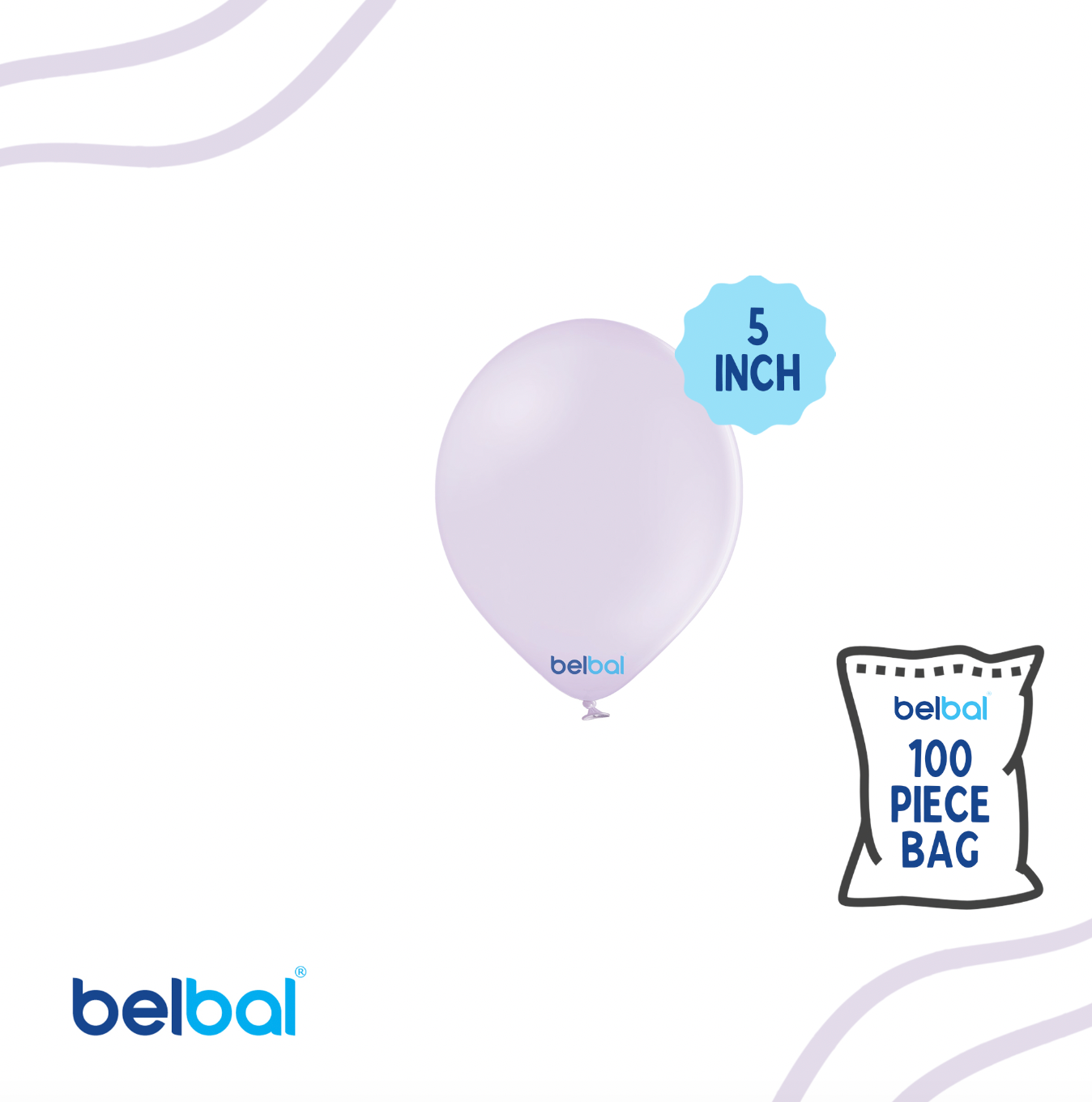 5" Lilac Breeze Pastel Color Belbal- 100 PC