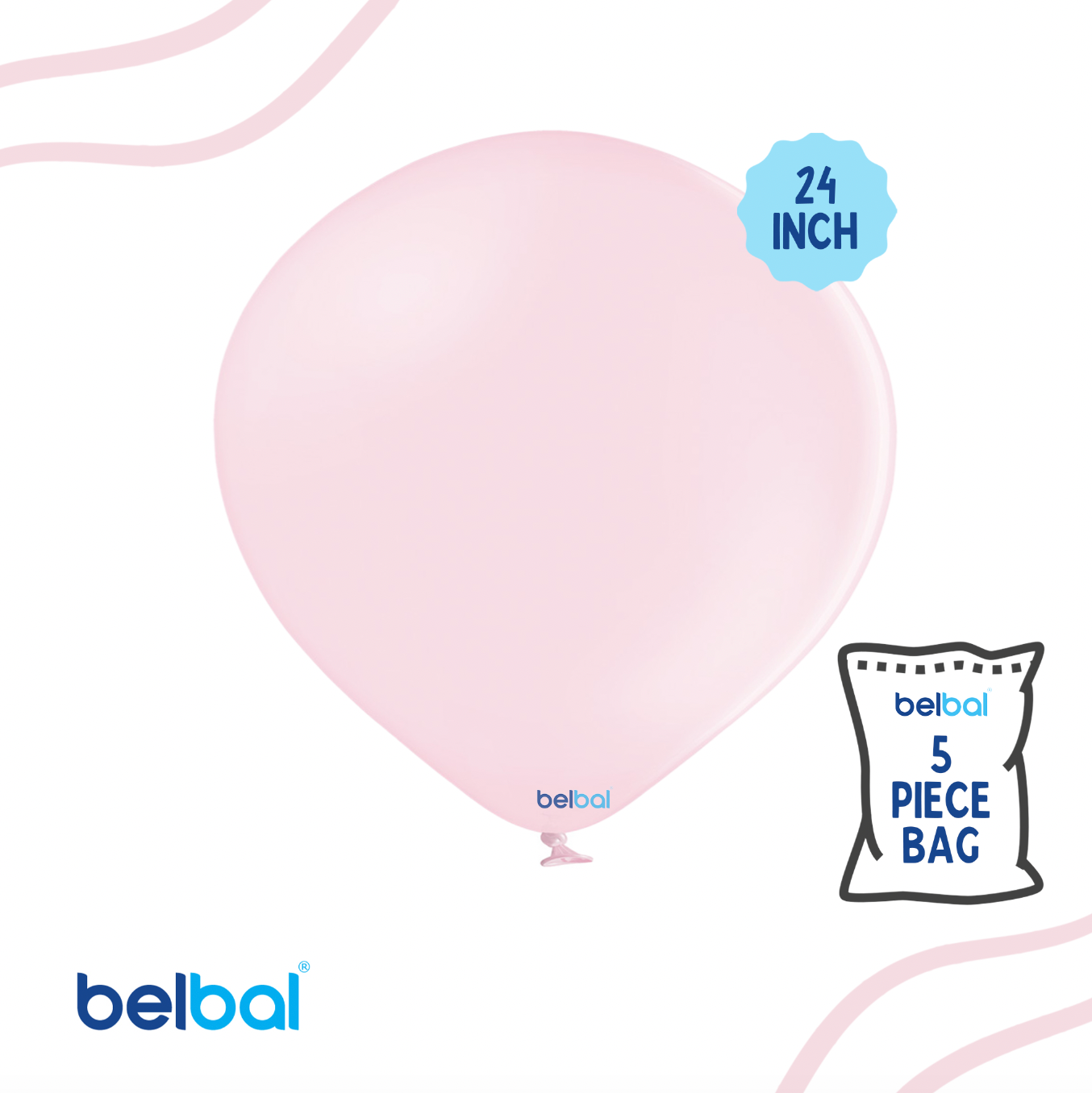 24" Soft Pink Pastel Color Belbal- 5 PC