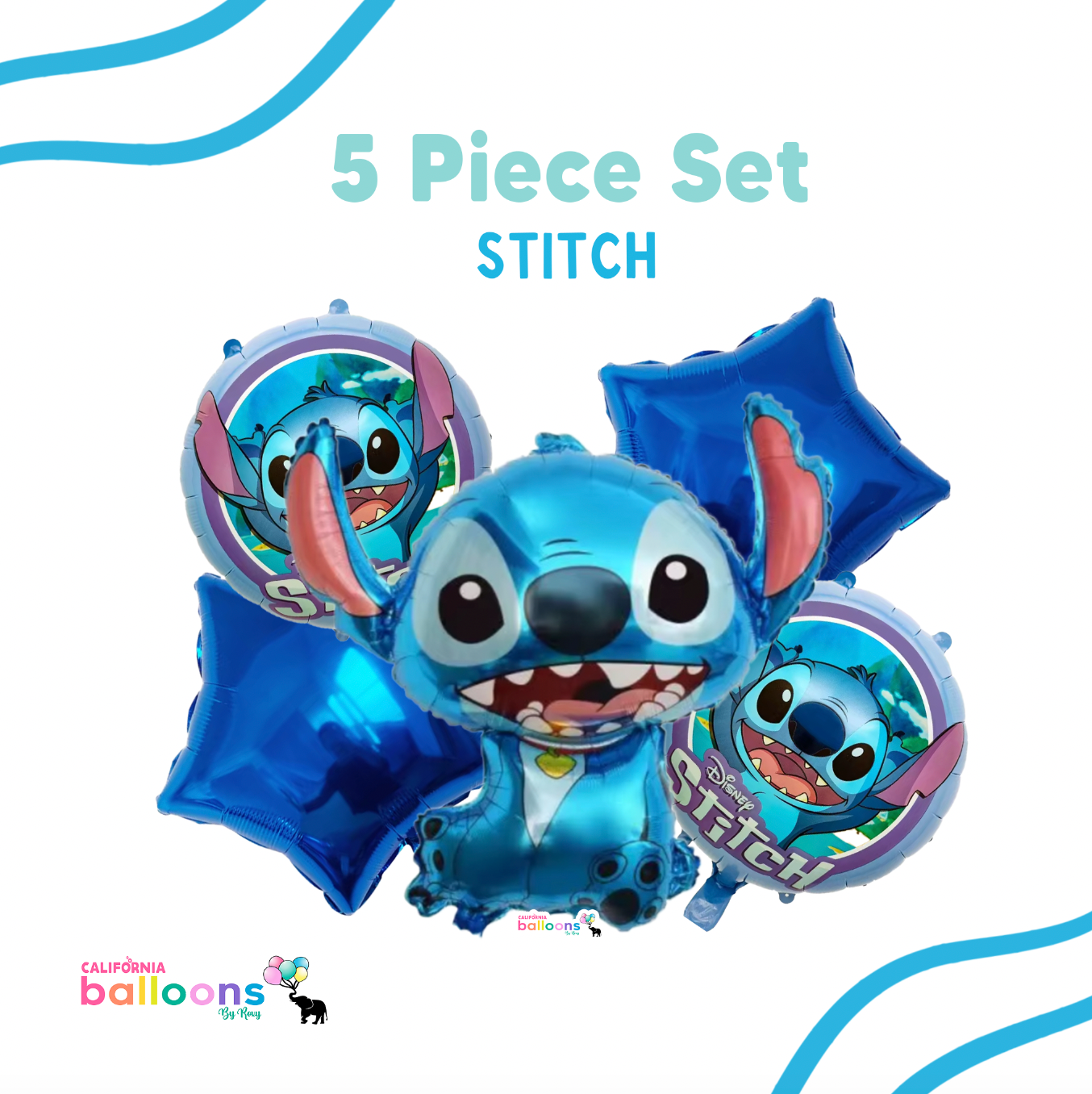 Stitch Balloon Bouquet, 5 pc