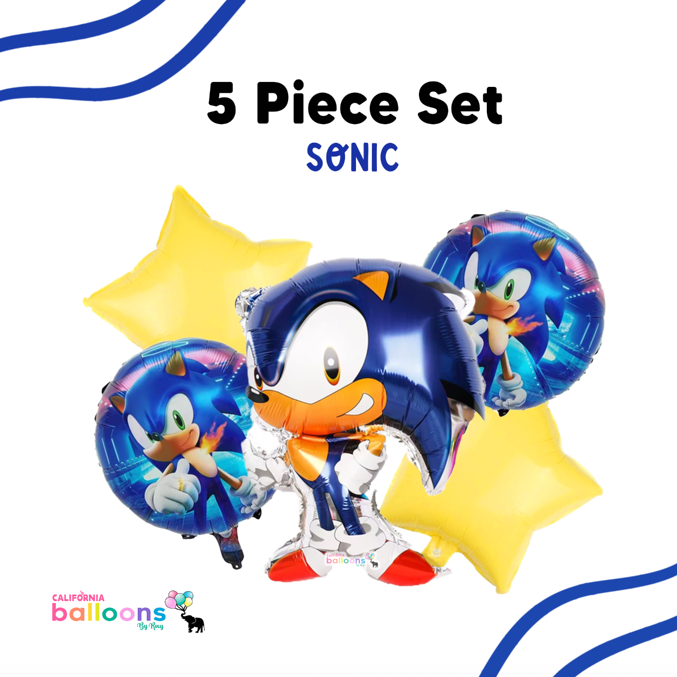 Sonic The HedgeHog Balloon Bouquet, 5 pc