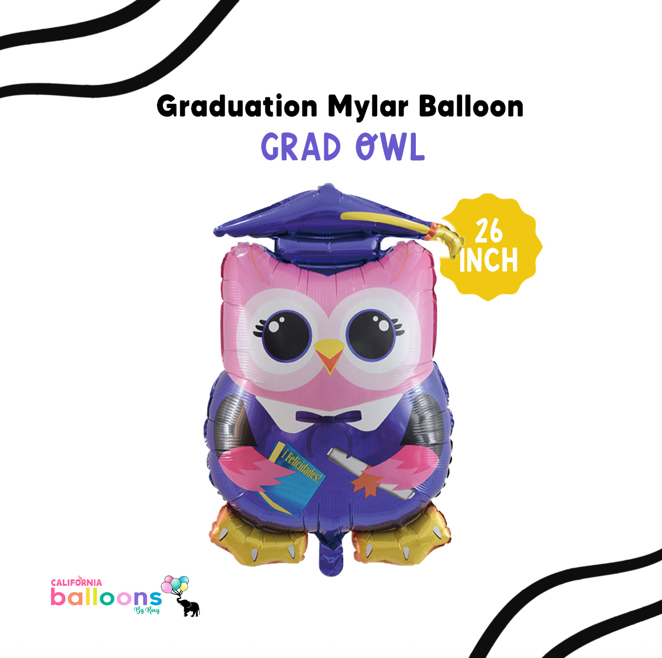 26" Grad Owl Graduation Foil Balloon