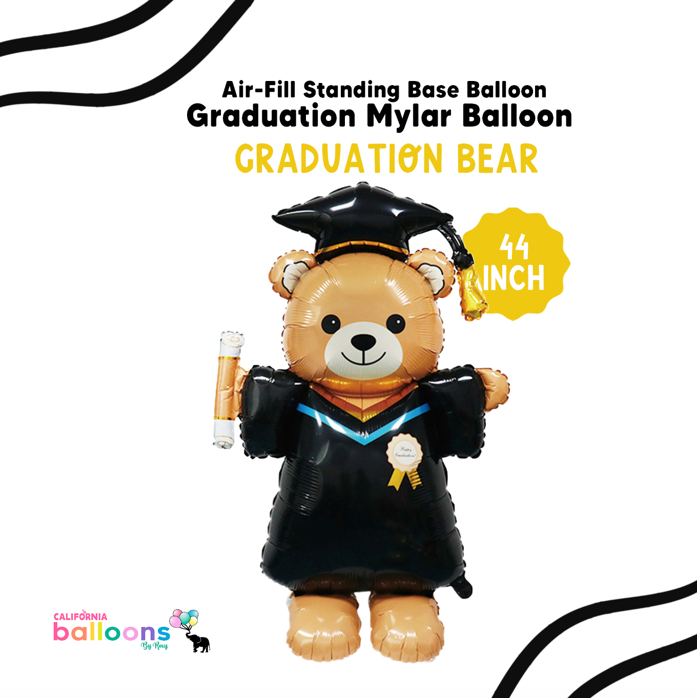 44" Graduation Bear Standing Balloon Base Foil Balloon