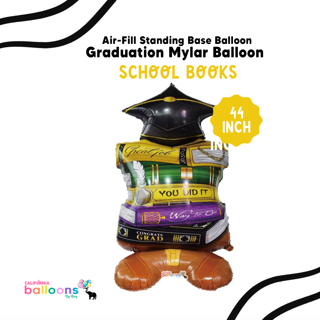 44" Graduation Books Standing Balloon Base Foil Balloon