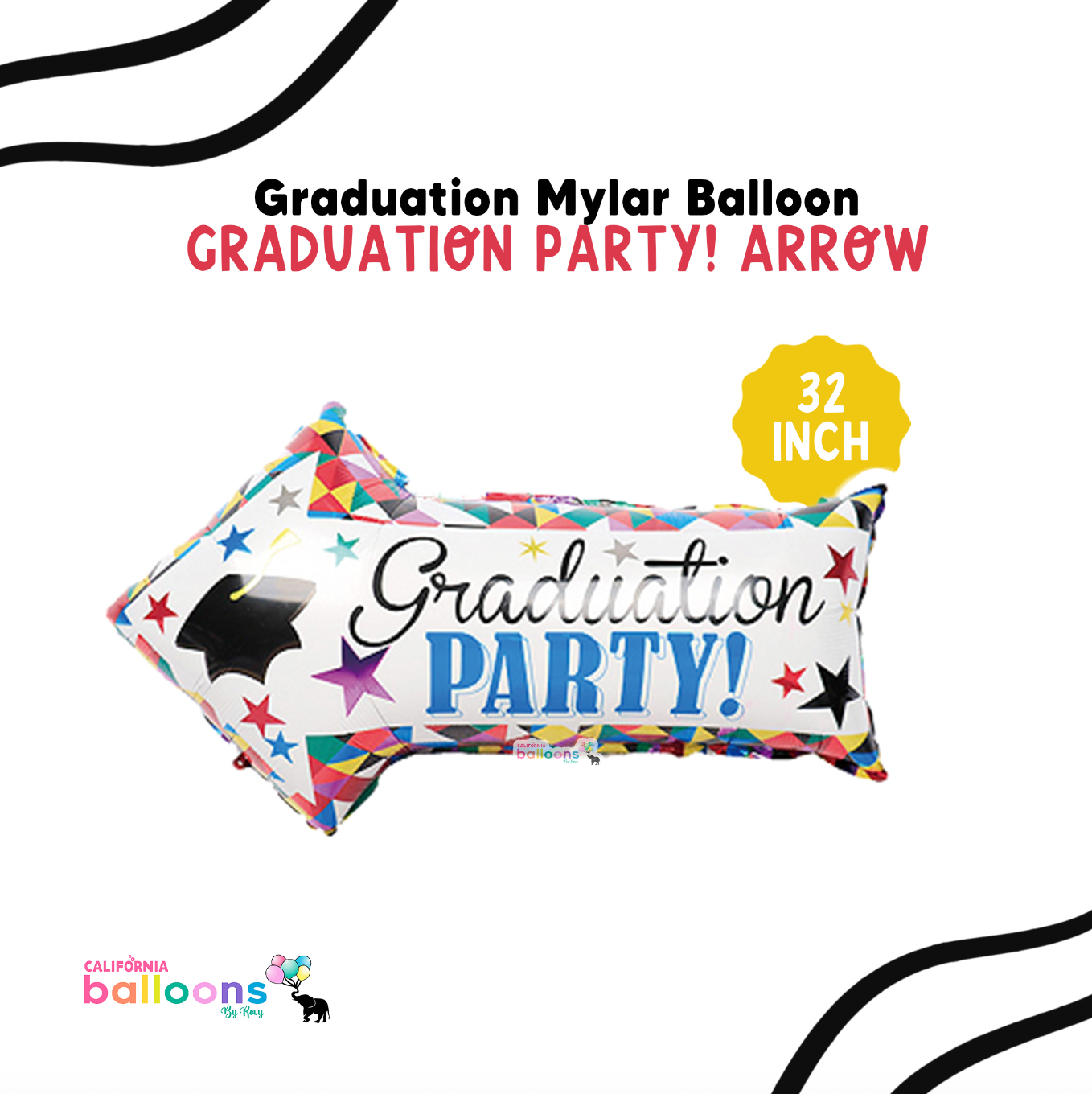 32" Graduation Party Arrow Shape Foil Balloon