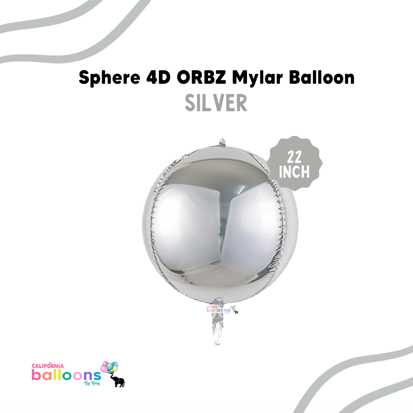 22" Silver Mylar ORBZ (Self-sealing) Balloon
