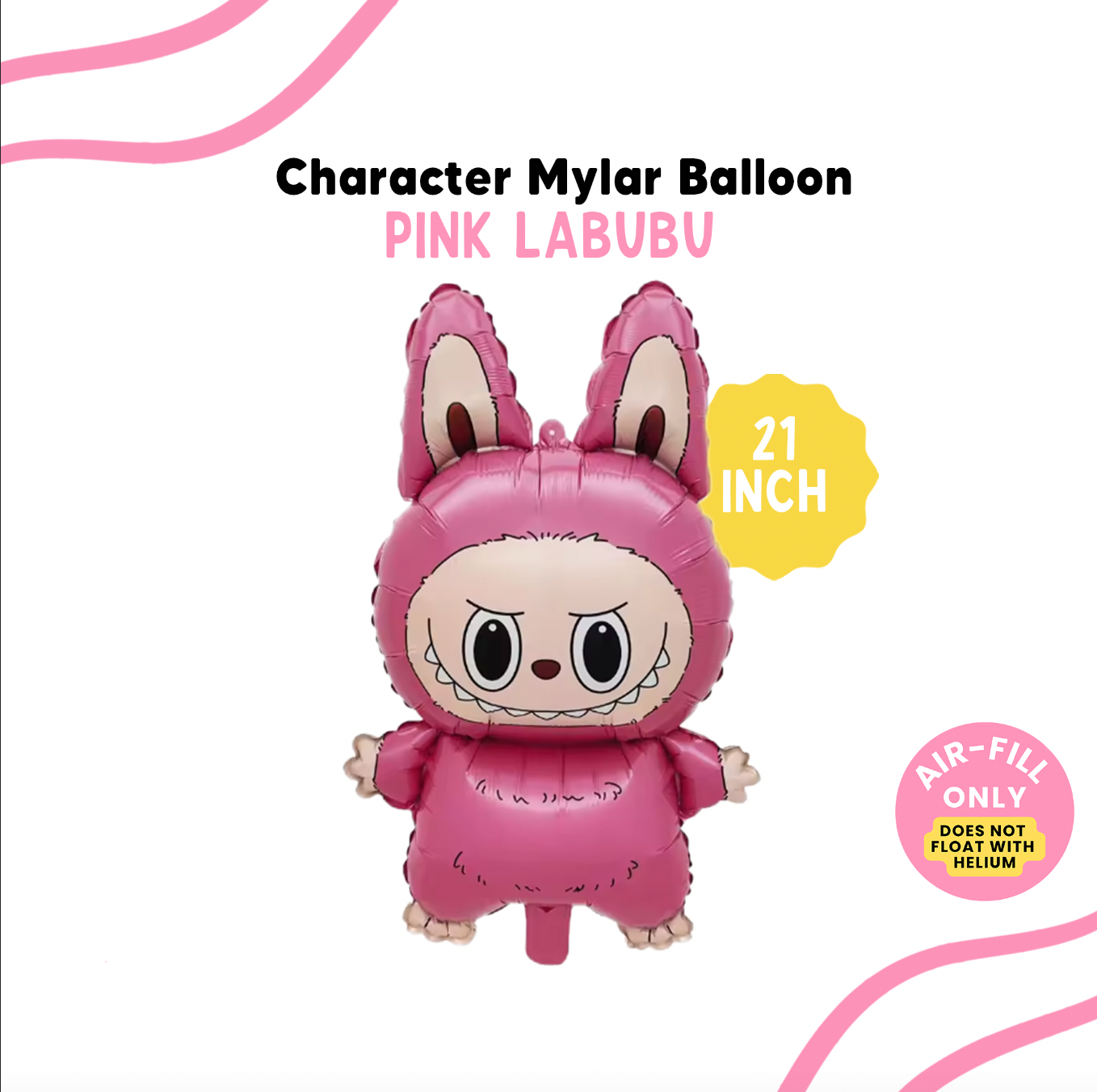 21" Pink Bubu Inspired Monster Foil Balloon - (AIR-FILL ONLY)