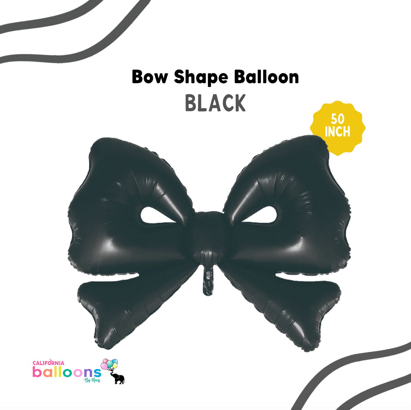 50" JUMBO Open Bow Shape Balloon - BLACK