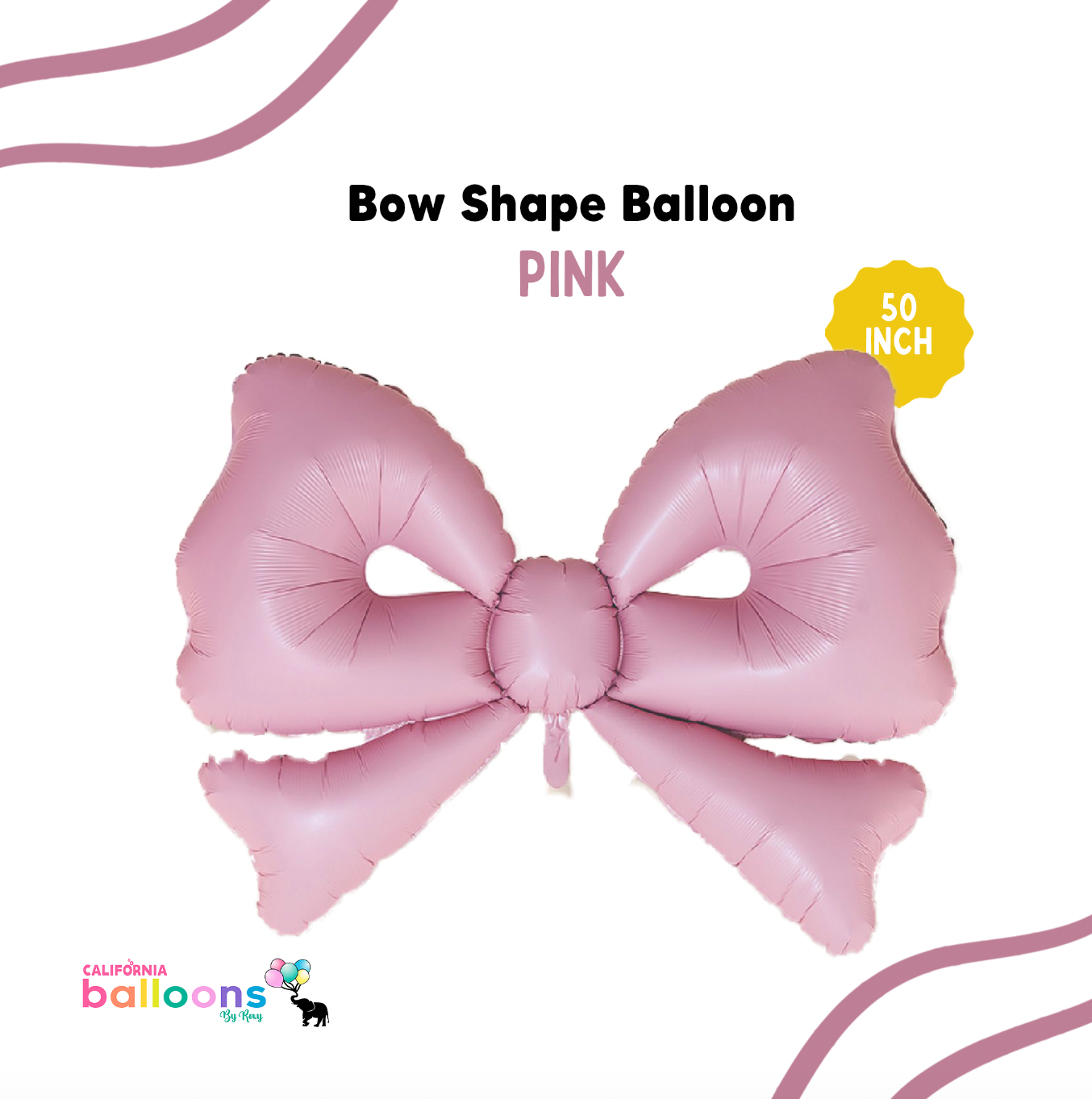 50" JUMBO Open Bow Shape Balloon - PINK