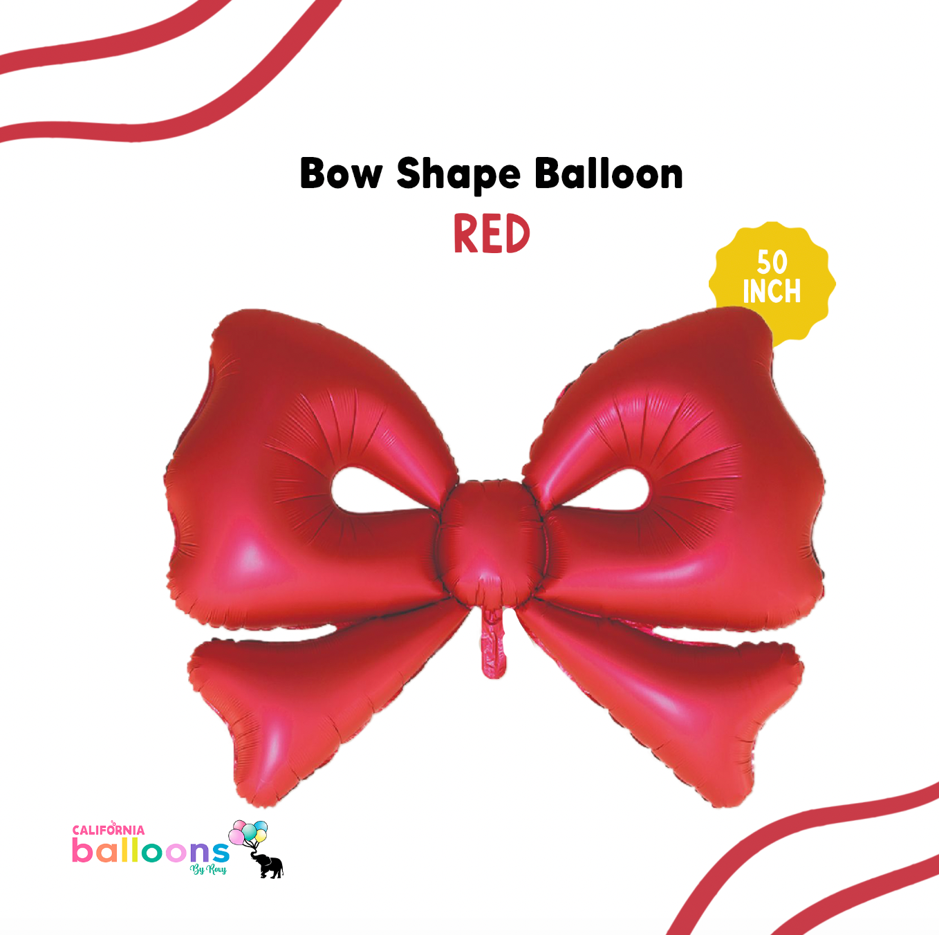50" JUMBO Open Bow Shape Balloon - RED