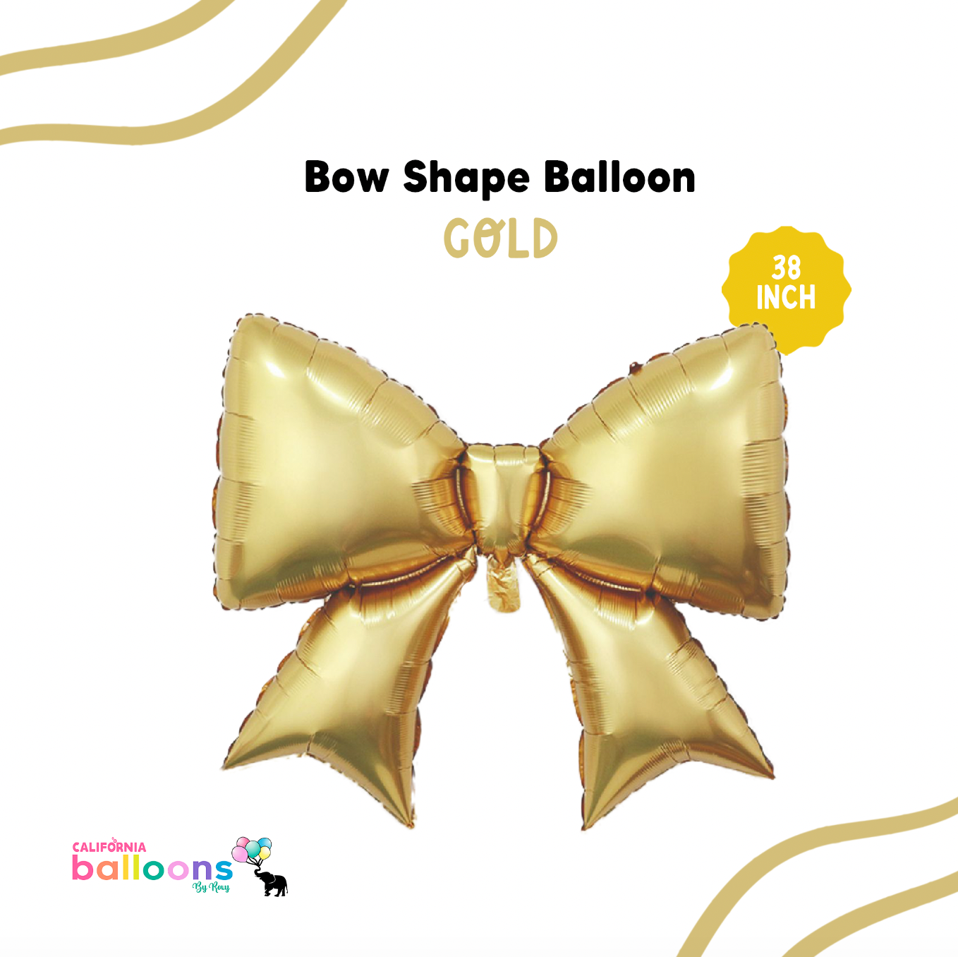 38" Deluxe Large Bow Shape Balloon - GOLD