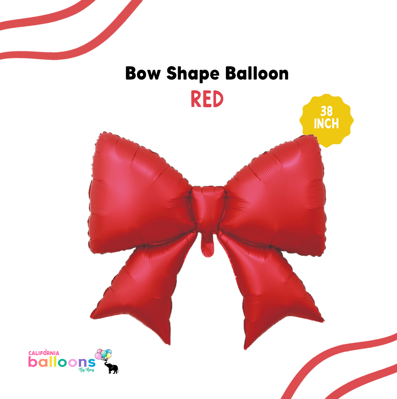 38" Deluxe Large Bow Shape Balloon - RED