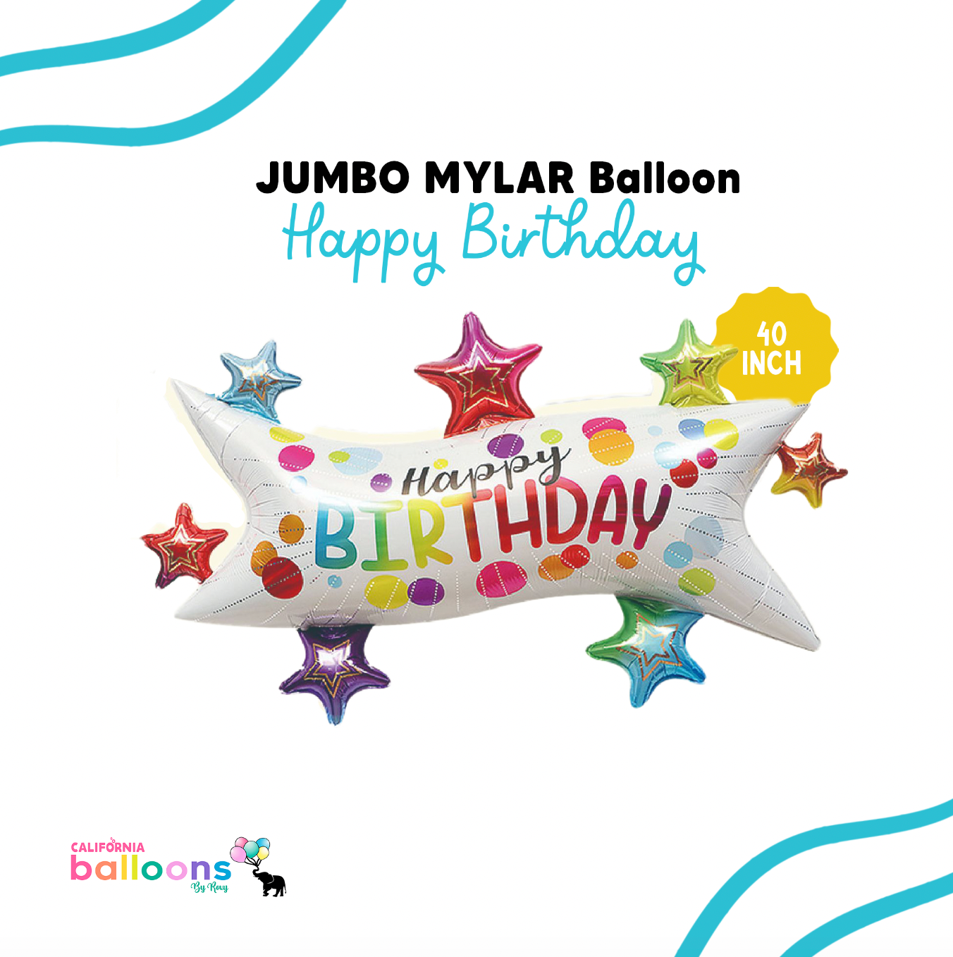 40" Happy Birthday Banner Shape Mylar Balloon