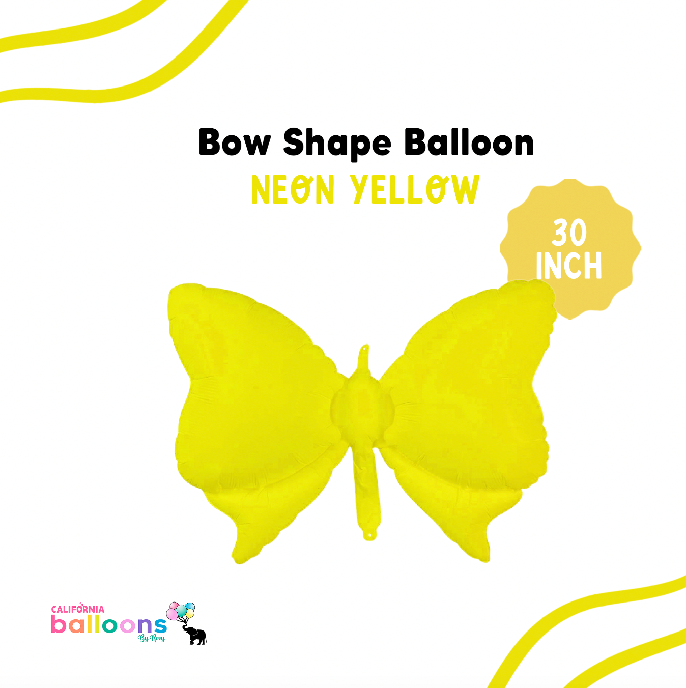 30" Neon Yellow Bow Shape Balloon
