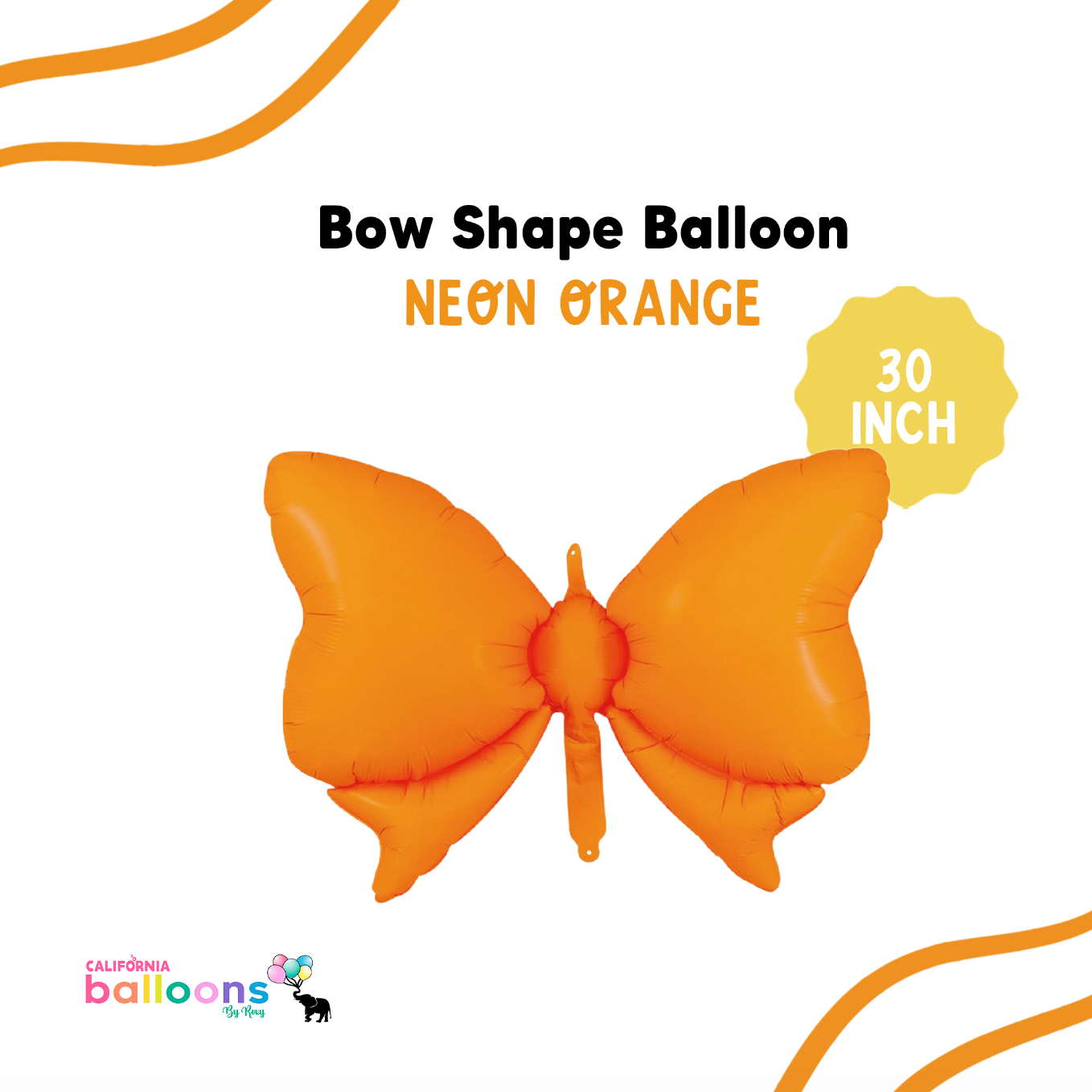 30" Neon Orange Bow Shape Balloon
