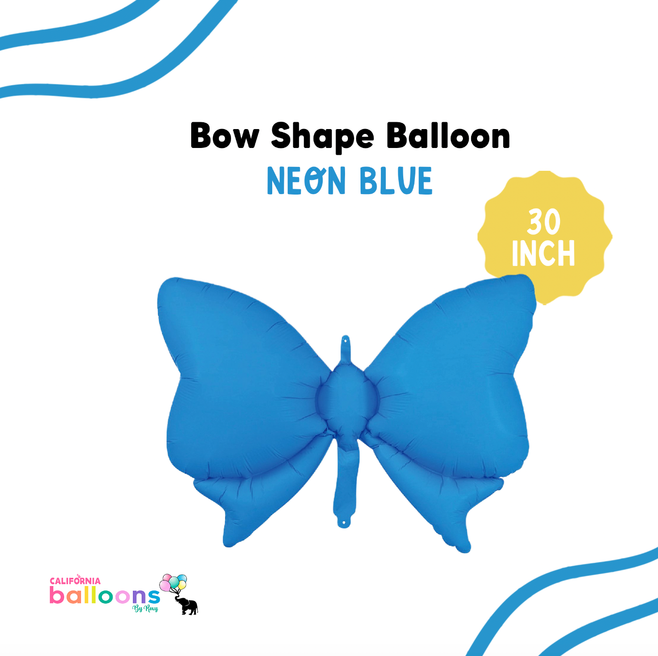 30" Neon Blue Bow Shape Balloon