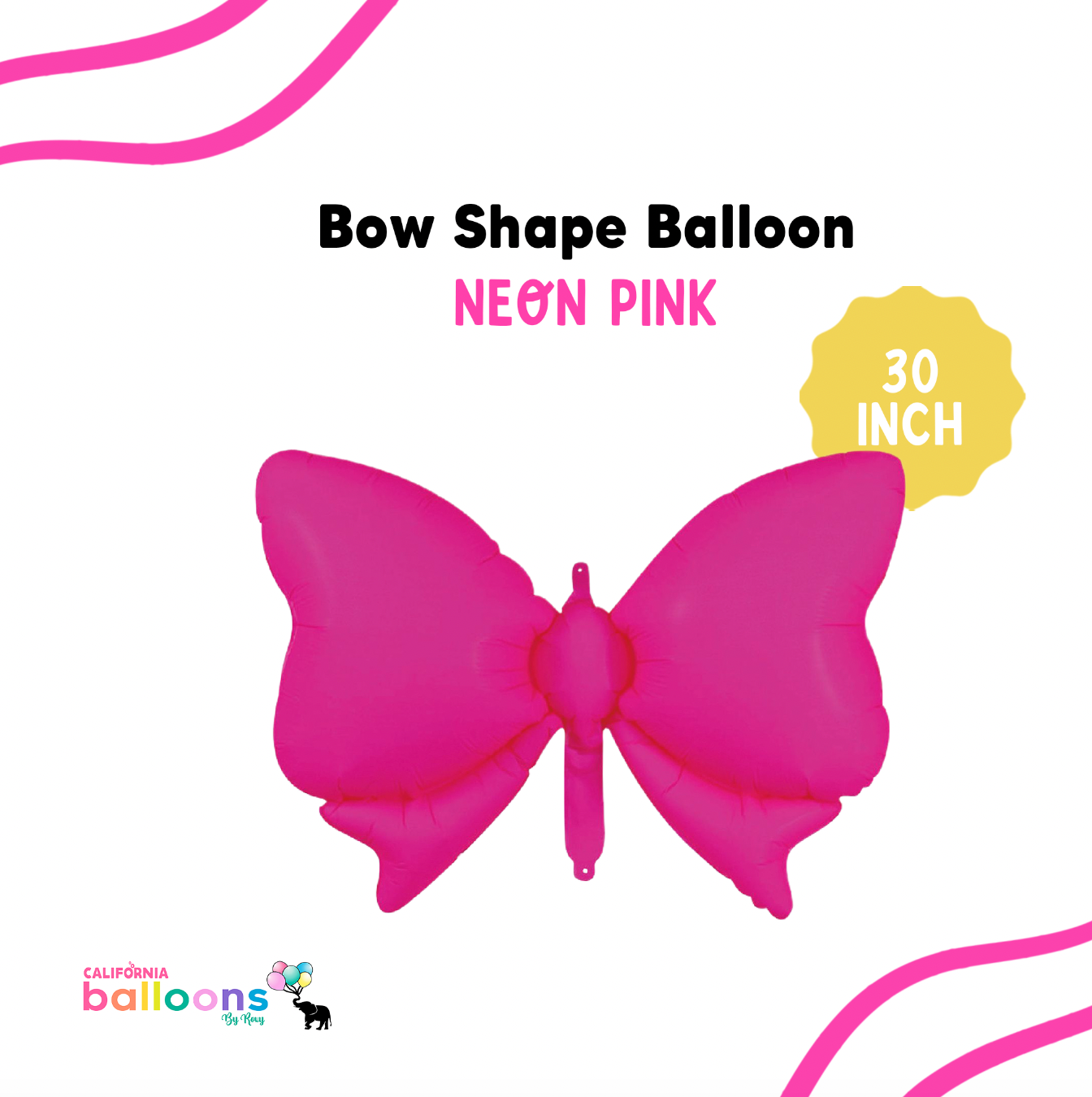 30" Neon Pink Bow Shape Balloon