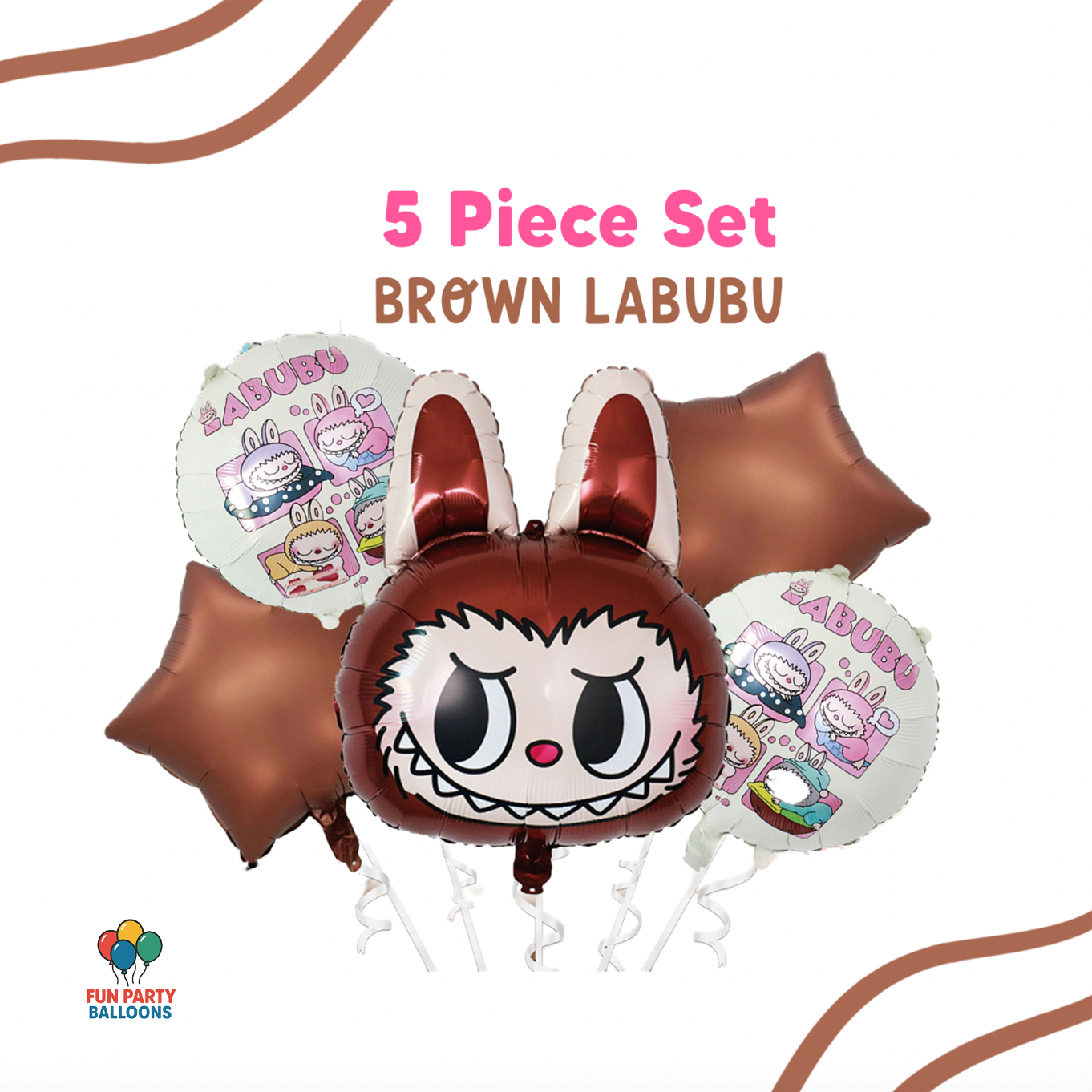 Bubu Inspired - BROWN - Balloon Bouquet, 5 pc