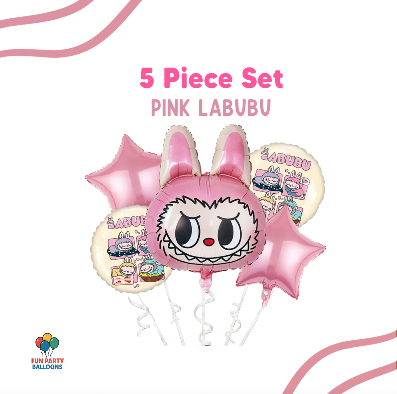 Bubu Inspired - PINK - Balloon Bouquet, 5 pc