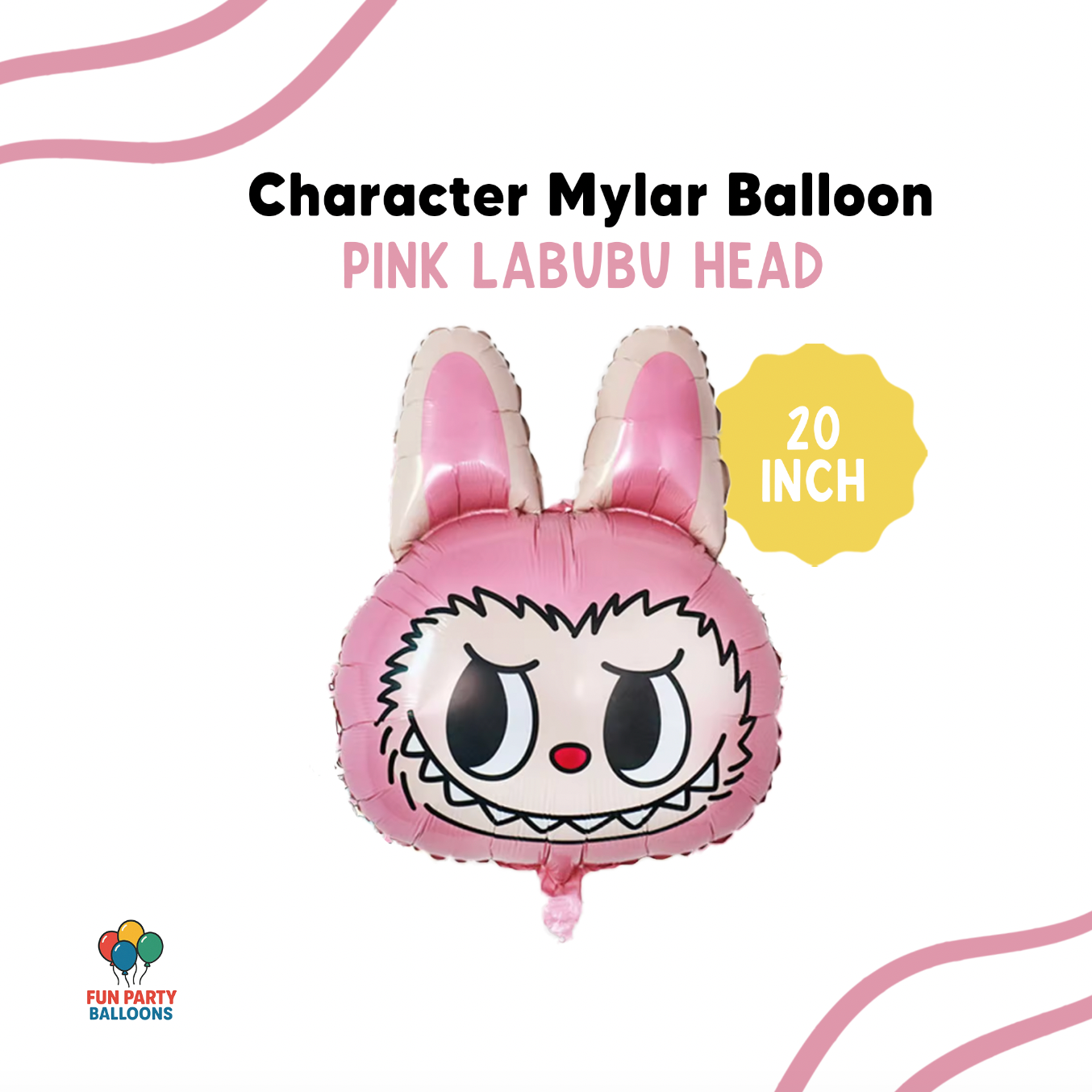 d&d fun monsters 20" Pink Bubu Inspired Monster Head Foil Balloon -