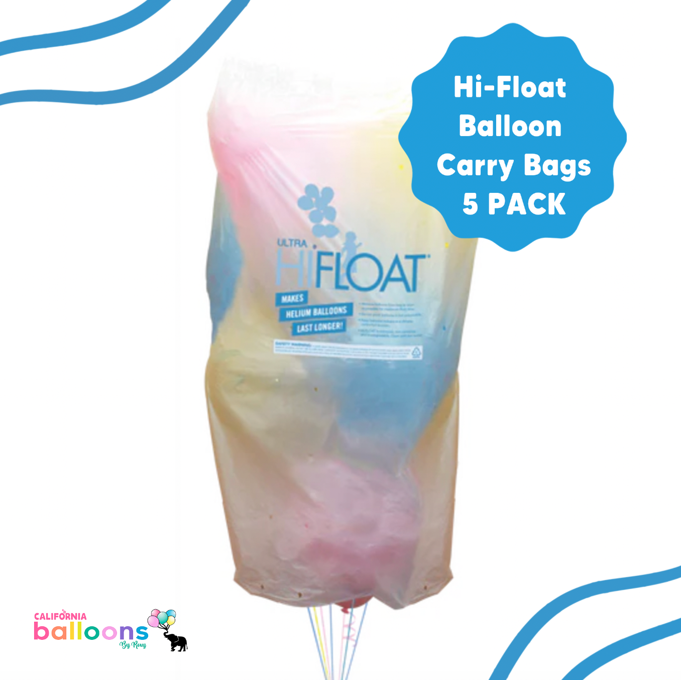 5 PACK Hi-Float Balloon Carry Bags
