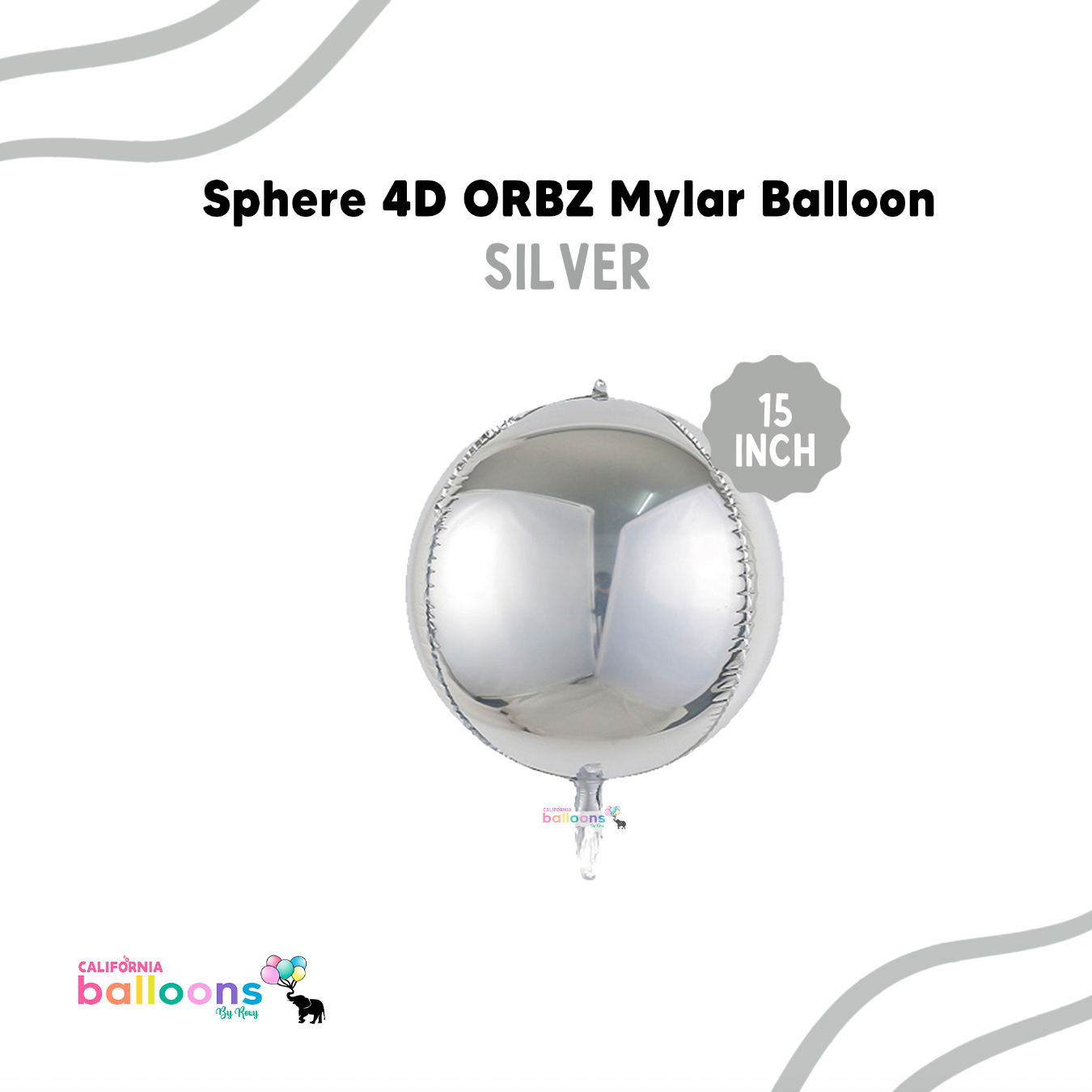 15" Silver Mylar ORBZ (Self-sealing) Balloon