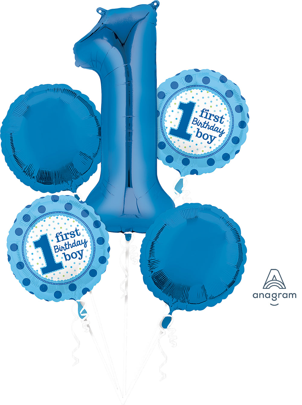 Foil "1st Birthday Boy" Balloon Bouquet (5 Pc)