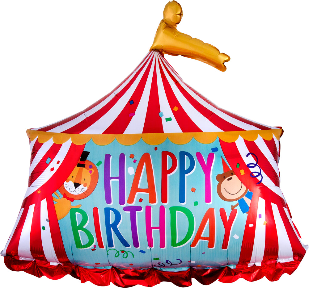28" Circus Carnival Tent Happy Birthday Foil Balloon
