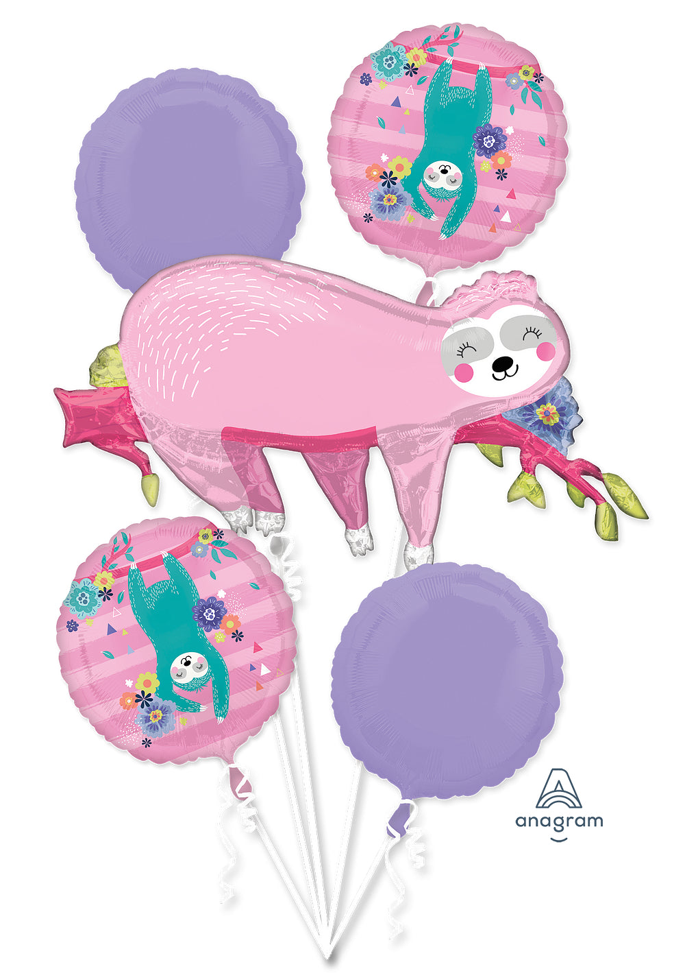 Pink & Purple Sloth 5 Piece Bouquet