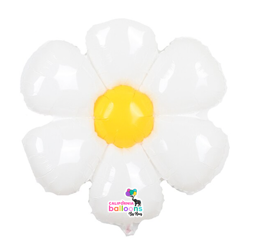21" White Daisy Mylar Flower Balloon (AIR-FILL ONLY)