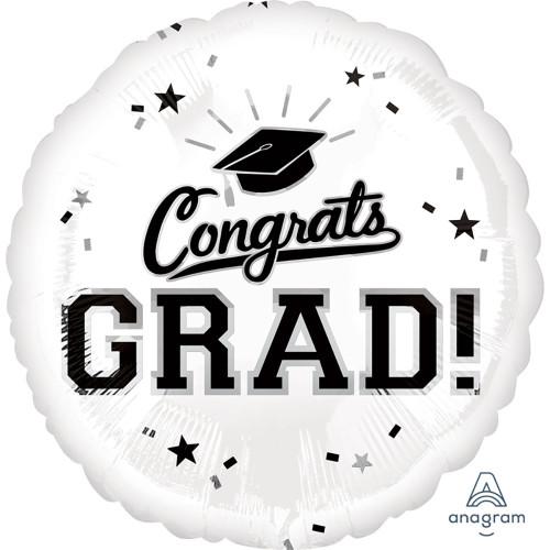 17" School Colors WHITE "Congrats Grad !"