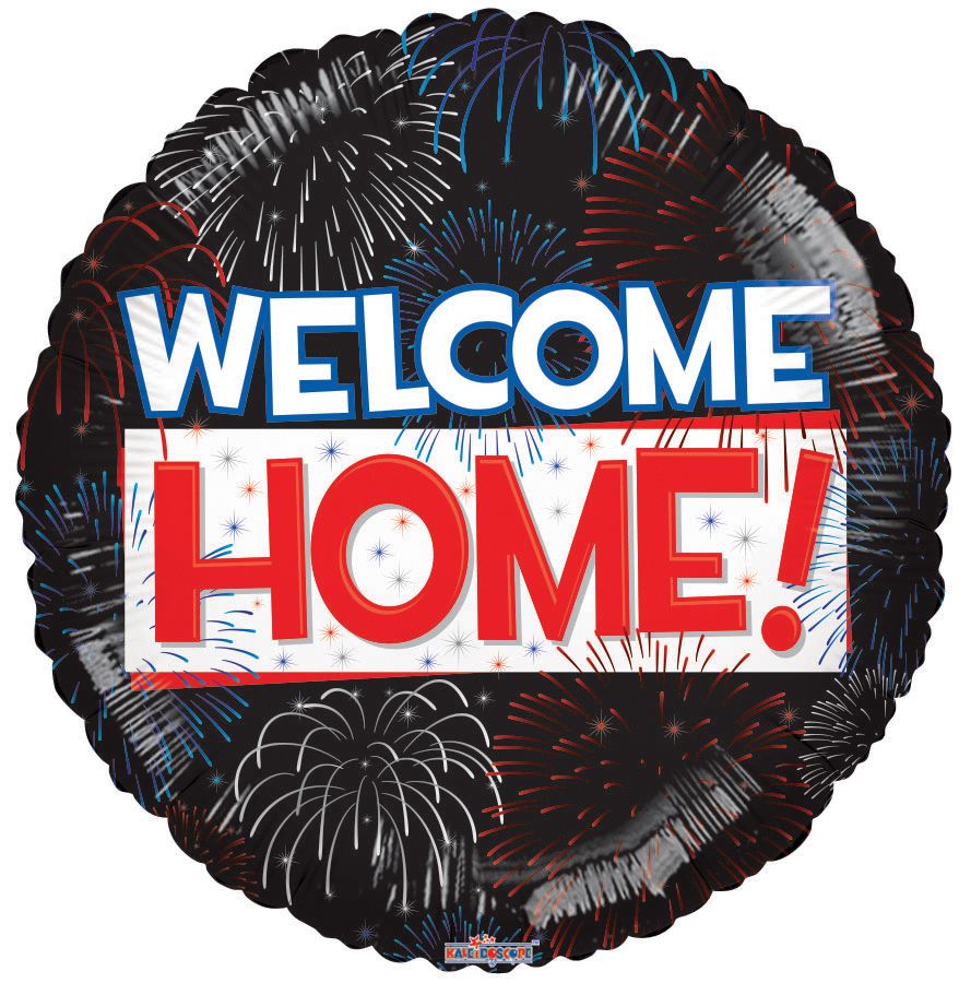 18" Welcome Home Fireworks Round Foil Balloon