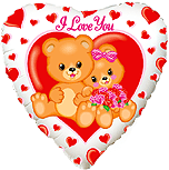 18" I Love You Bear Mylar Heart Balloon