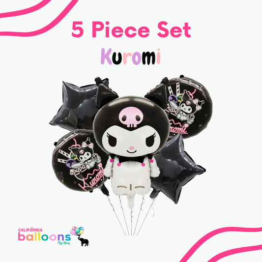 Kuromi Foil Balloon Bouquet, 5 pc