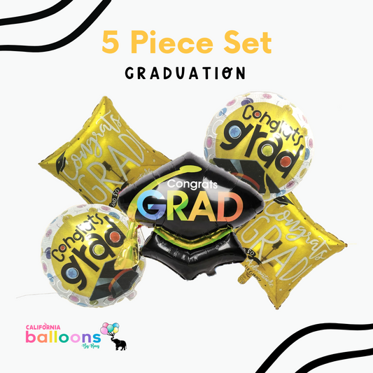 Congrats Grad Foil Balloon Bouquet, 5 pc
